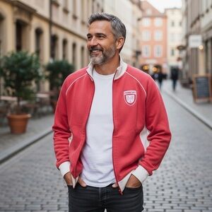 Giorgio Vincenco 70’s Red/white Frankfurt track jacket Eintracht Frankfurt SZ-M